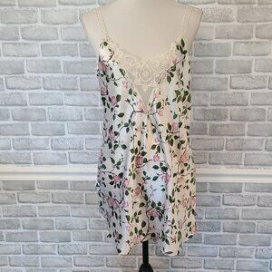 Vintage California Dynasty Satin Slip Dress Cherry Blossom Intimates Romantic Lg